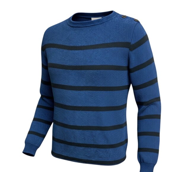 EDIFICE Japan Navy Striped Knit Crewneck Sweater
